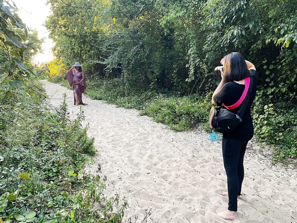 behind the scenes for a maternity photoshoot in cape may new jersey